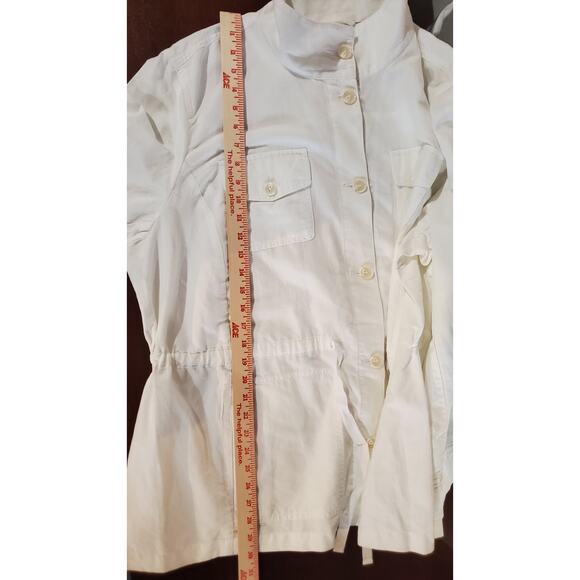 Talbots NWOT Classic Field Linen Cotton Tie Waist Button Jacket Size 3X White - Picture 9 of 9